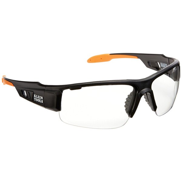 Klein Tools Safety Glasses, Anti-Fog & Anti-Scratch, Clear Lens, Black/Orange Frame 60161 - main