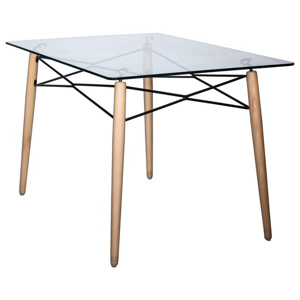 Leisuremod Rectangular 32 in W, 29 in L, Glass/Beech Wood, Clear EP47CLT - main