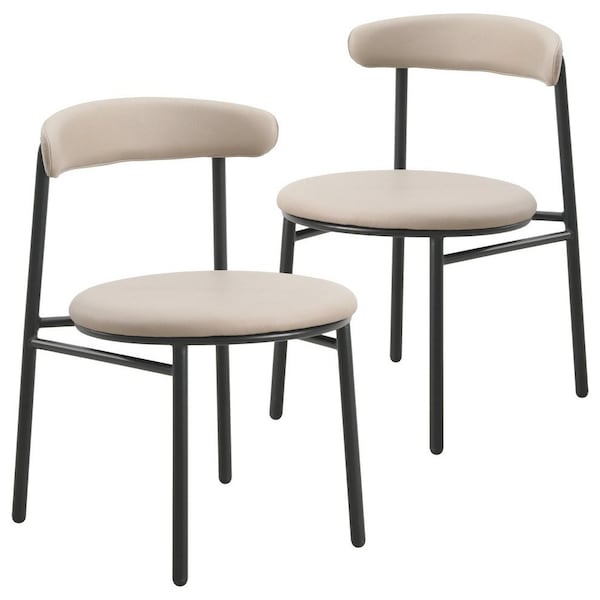 Leisuremod Lume Modern Dining Side Chair in Polyester with Black Steel Frame in Dark Taupe, 2PK LC20DTP2 - main
