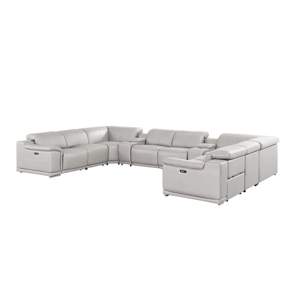 Homeroots Ash Gray Leather Modular U Shaped Ten Piece Corner Sectional With Console 643934 - main