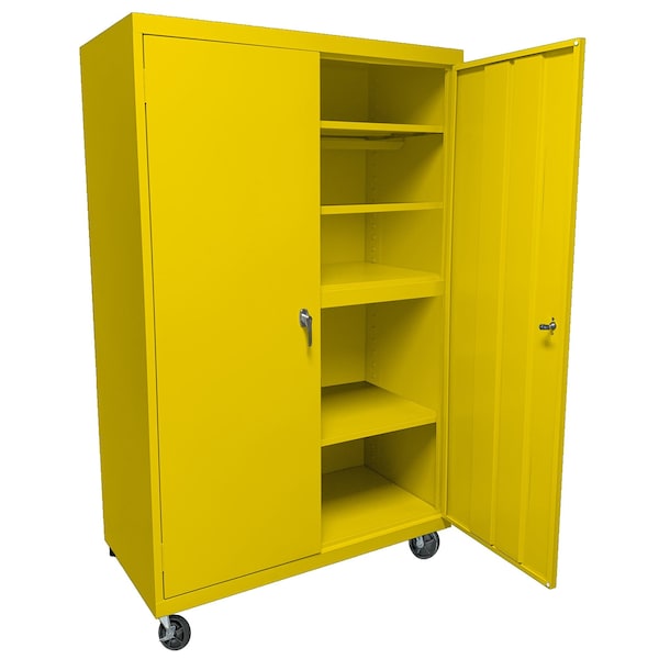 Steel Cabinets Usa Mobile Steel Storage Cabinet, 36" W, 72" H, Yellow, 4 Shelves MAAH-36722RB-Y - main