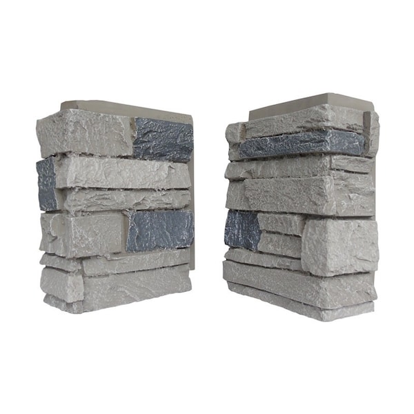 Durakwik Stone Siding Corner, 13 in L, 10 in W, 4 in Thick, Interlocking Edge, Ledgestone Profile, 4PK 308ATC - main