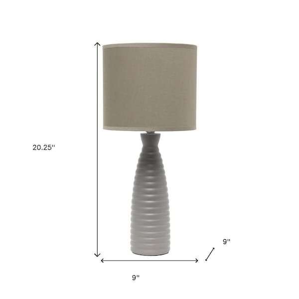 Homeroots 20" Taupe Ceramic Novelty Table Lamp With Taupe Drum Shade 643436 - main