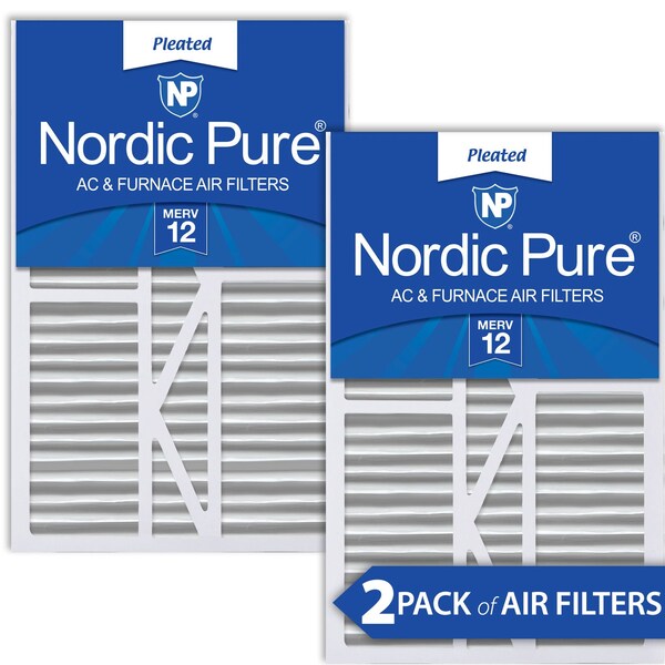 Nordic Pure 16x25x5 Pleated Air Filter, High Capacity, Electrostatically Charged Synthetic Media, MERV 12, 2 PK 16x25x5_1/4GCAM12-2 - main