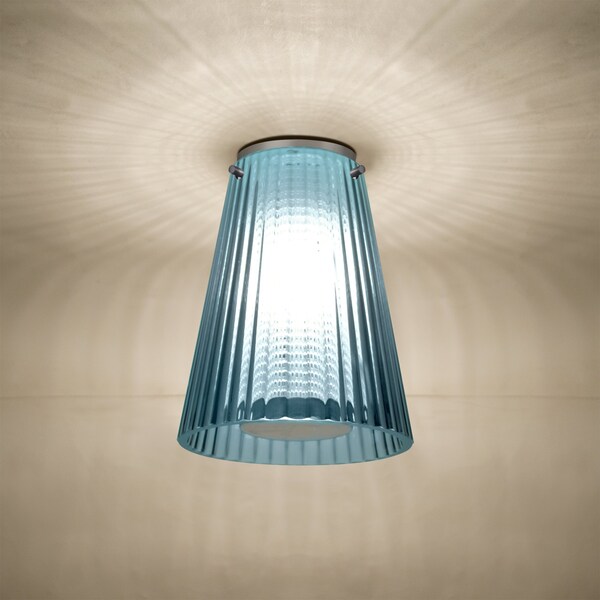 Besa Lighting Dion Ceiling, Blue Shade, Satin Nickel Finish, 1x9W LED DIONBLC-LED-SN - main