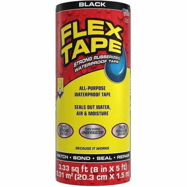 Flex Tape Flex Seal Family of Products Flex Tape 8 in. W X 5 ft. L Black Waterproof Repair Tape TFSBLKR0805 - main