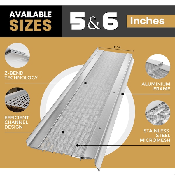 Waterlock Micromesh 6" K-Style & Box Gutters Aluminum/SS Gutter Guard, White, 1ft Sample WM-6KS-001-WHT - main
