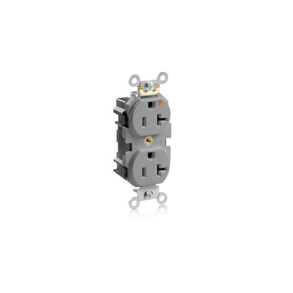 Leviton Lev-Lok Industrial Grade Duplex Receptacle, 20 Amp, 125 Volt M5362-IGG - main