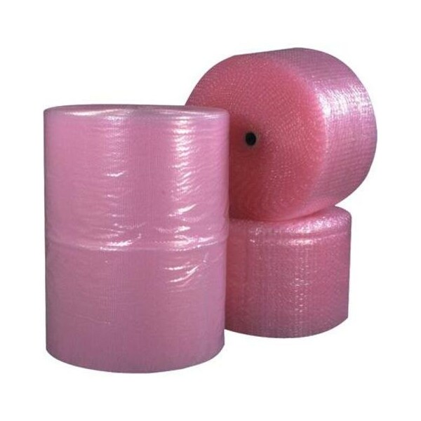 Box Packaging Perforated Anti Static Bubble Roll 12W x 250L x 1/2 Thick Pink 4/Pk BW12S12ASP - main