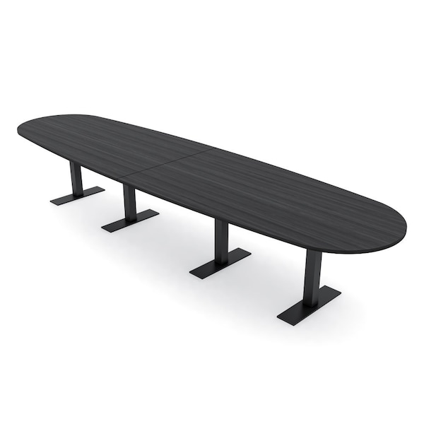 Skutchi Designs 14ft Conference Table With Power Unit | 14 Person Modular Boval Meeting Table | Harmony Series HAR-BOVL-48X168-T.BK-WA7949-NA - main