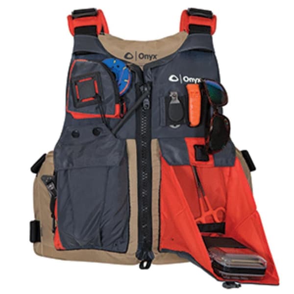 Onyx Outdoor Kayak Fishing Vest, Adult Universal - TanGrey ON82275 - main