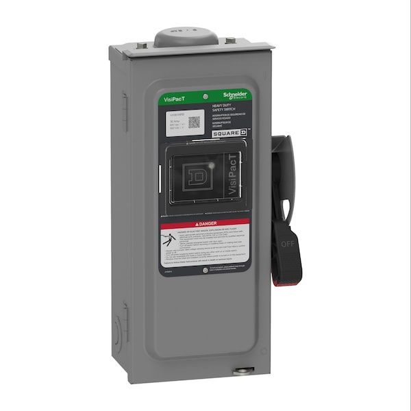 Schneider Electric Safety Switch, Fusible, 3PST, Three Phase, NEMA 3R, Indoor/Outdoor, Steel VH361NRB - main