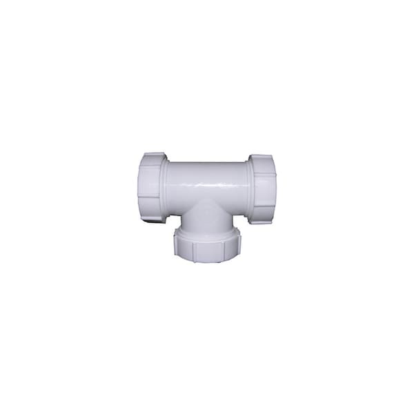 Larsen Supply Co. Lavatory/Kitchen Drain Tee, White PVC, 1.25 or 1.5-In. Tube 868243 - main