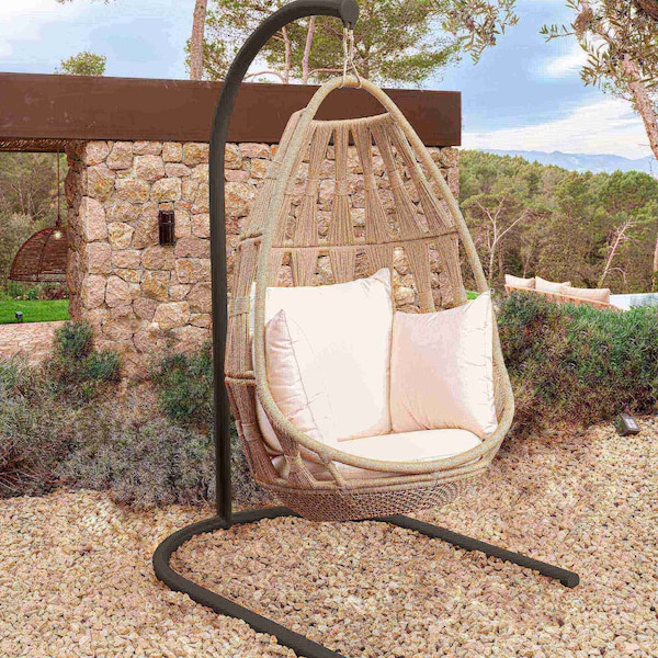 Skyline Design Krabi Hanging Chair with Sunbrella Cushion & Stand 24106-RNAT-CUSH-STND - main