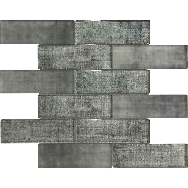 Apollo Tile Coin Gray 11.8 in x 11.8 in Glass Glossy Floor and Wall Subway 4.83 sqft/case, 5PK APLSRA8809A - main
