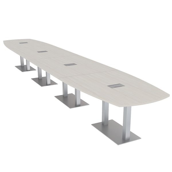 Skutchi Designs Arc Boat Conference Table, 45 in W, 240 in L, Ivory HAR-ABOT-48X240-DOU-K458-ESIL - main