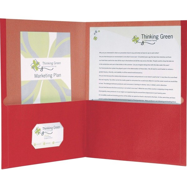 Tops Business Forms Oxford, Earthwise By Oxford 100% Recycled Paper Twin-Pocket Portfolio, Red 78511 - main