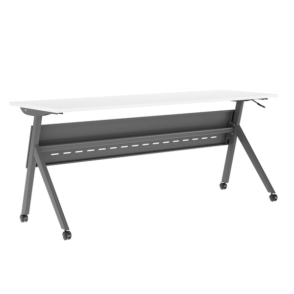 Flash Furniture Davis 72in. x 24in. HD Nesting Table w/Y-Legs, Modesty Panel, 1in. Thick White Tabletop, Gray Frame MT-M7224-Y-LEG-WHTGRY-GG - main