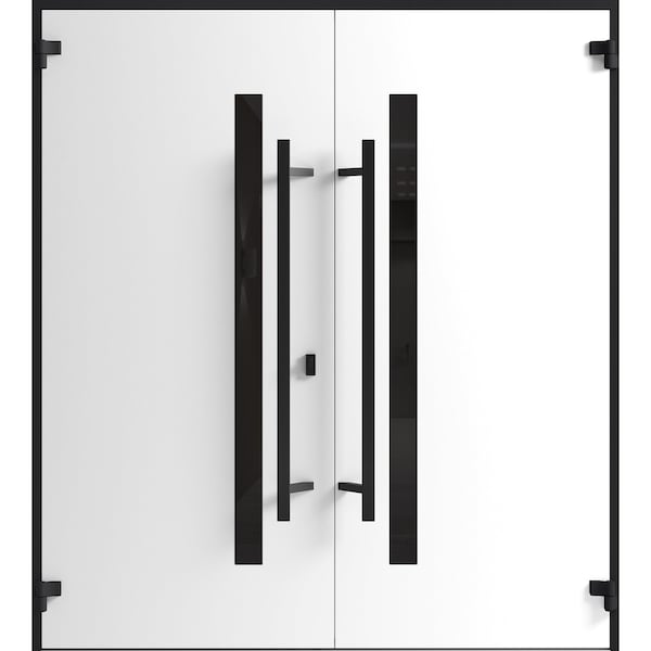 Vdomdoors Front Exterior Prehung Aluminum Double Doors Ronex0162 Red Oak Mirrored Clear Glass Entry Metal RONEX0162DEXD-RED-W72xH96-RH-O - main