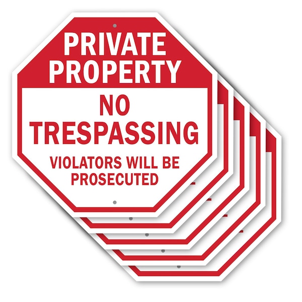Signmission Private Property No Trespassing Vio, 10 inch X 10 inch, Aluminum Metal Signs, 5PK OC-A-5Pack-10-148 - main