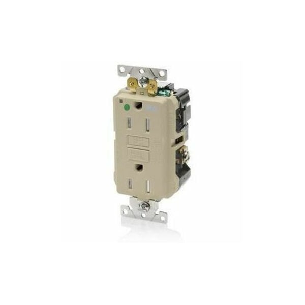 Leviton Self-Test GFCI Receptacle, Hospital Grade, 15 Amp, 125 Volt, 5-15R NEMA GFWT1-HGI - main