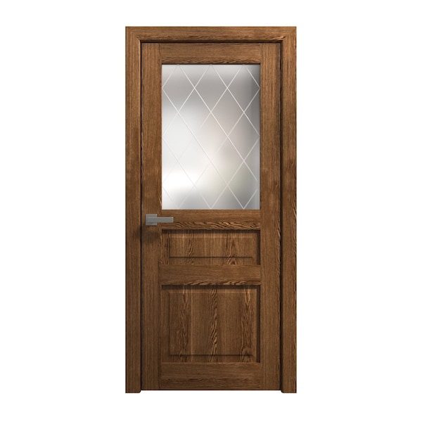 Sartodoors Interior Solid French Door 28 x 84 inches, Ego 5011 Cognac Oak Veneer, Single Regular Panel Frame EGO5011ID-DKO-2884 - main