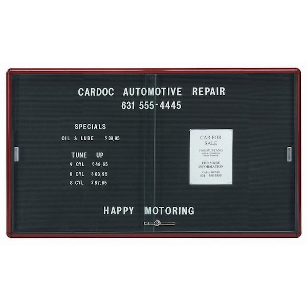 Aarco Enclosed Radius Design Directory w/Sliding Tempered Glass Doors Black Felt/Graphite, 36''Hx60''W RSD3660BB - main