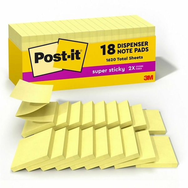 3M Post-it Super Sticky Notes, 3inx3in, Yellow, 18PK R33018SSCYCP - main