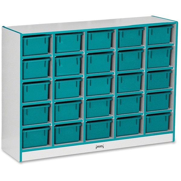Jonti-Craft Rainbow Accents 25 Cubbie-Tray Mobile Storage, with Trays, Teal 0426JCWW005 - main