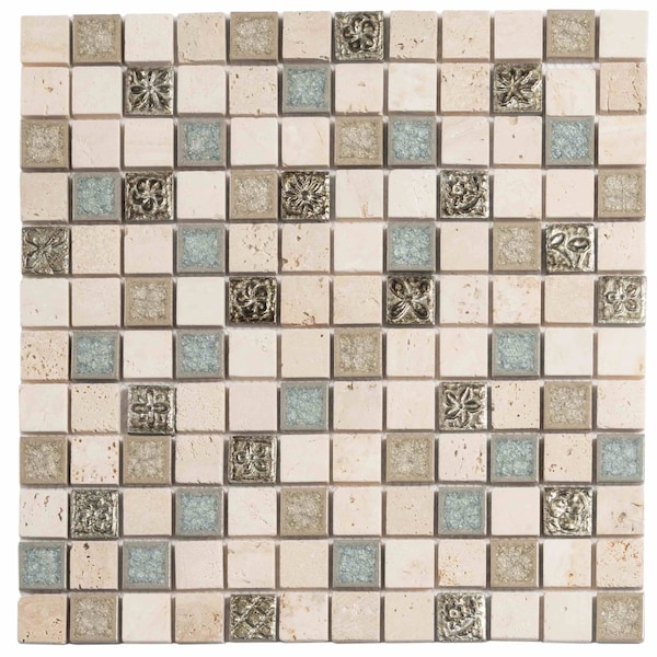 Apollo Tile Beige 11.7 in x 11.7 in Glass, Resin Polished Floor and Wall Mosaic Tile 4.75 sqft/case, 5PK APLBDA882304 A - main