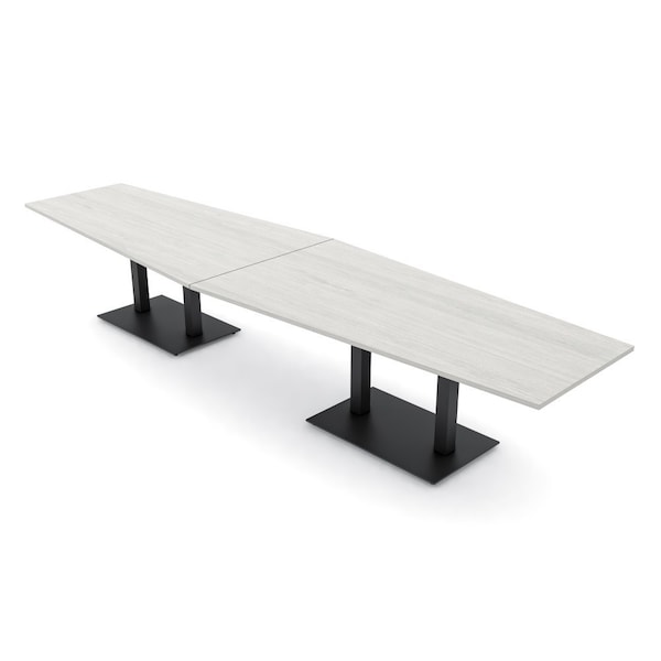 Skutchi Designs Hexagon Conference Table With Power, 48 in W, 168 in L, Ivory HAR-HEX.IR-48X168-DOU.BK-K458-NA - main