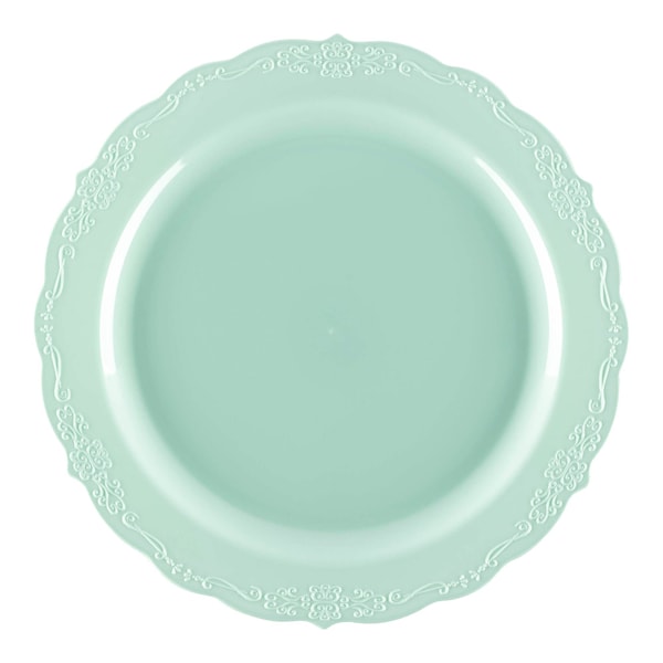 Smarty Had A Party 7.5" Turquoise Vintage Round Disposable Plastic Appetizer/Salad Plates (120 Plates), 120PK 867TQ-CASE - main