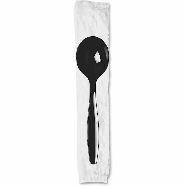 Dixie Individually Wrapped Heavyweight Soup Spoons, 5.75", Plastic, Black, 1000PK SH53C7 - main