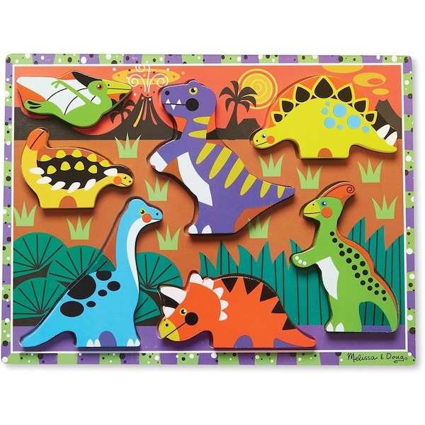 Melissa & Doug Dinosaurs Chunky Puzzle, 9in x 12in, 7 Pieces 3747 - main