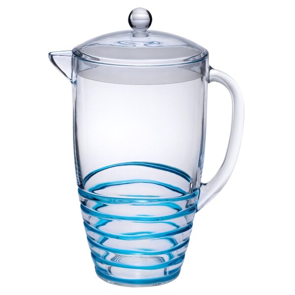 Homeroots 2.5 Quart Clear and Blue Swirl Acrylic Pitcher 523320 - main