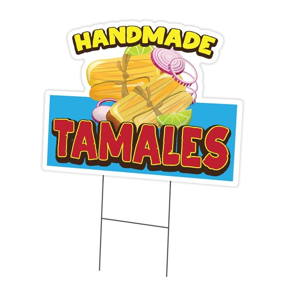 Signmission Handmade Tamales Die Cut Yard & Stake plastic coroplast window, C-DC-1824-Handmade Tamales19 C-DC-1824-DS-Handmade Tamales19 - main