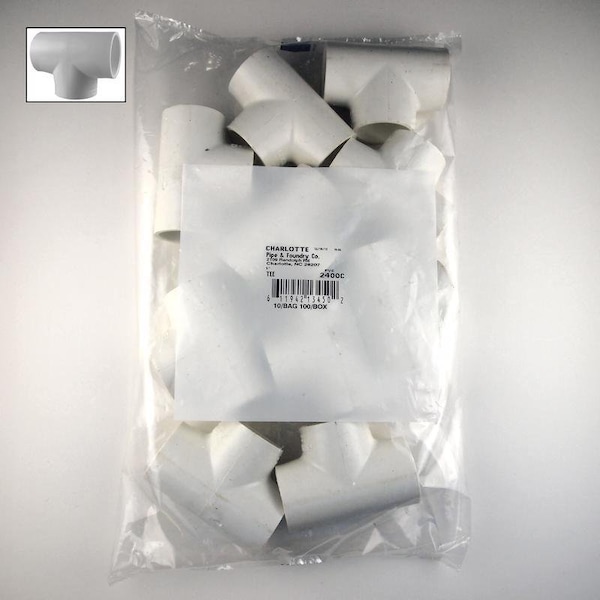 Charlotte Pipe And Foundry TEE PVC 1 IN. SCH40, 10PK PVC02400C1000 - main