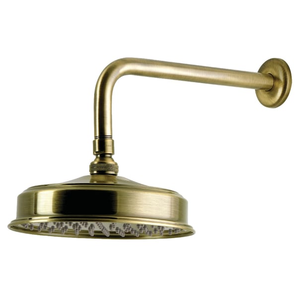 Kingston Brass 8" Round Raindrop Brass Shower Head with 12" Shower Arm, Antique Brass K324K33 - main
