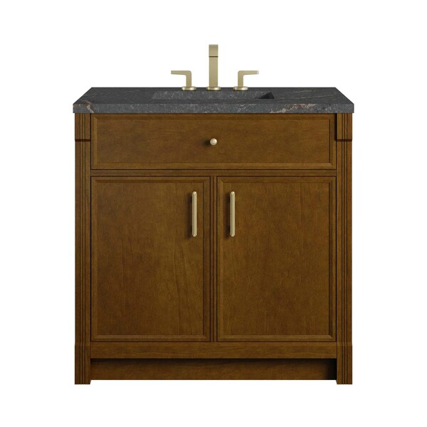 James Martin Vanities Bellshire 36" Single Vanity, Honey Oak w/ 3 CM Parisien Bleu Silestone Top 660-V36-HNO-3PBL - main