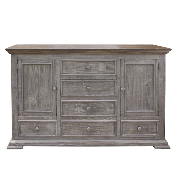 Homeroots 69" Gray Solid Wood Six Drawer Triple Dresser 524547 - main
