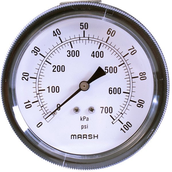 Marsh Pressure Gauge, 1/8 in NPT, Bottom Location J2446 - main