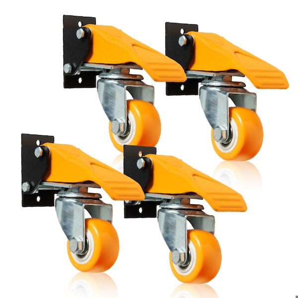 Powertec 2-1/2in Workbench Caster Kit Retractable Stepdown Wheels, 600 lbs Capacity, 4PK 17224 - main