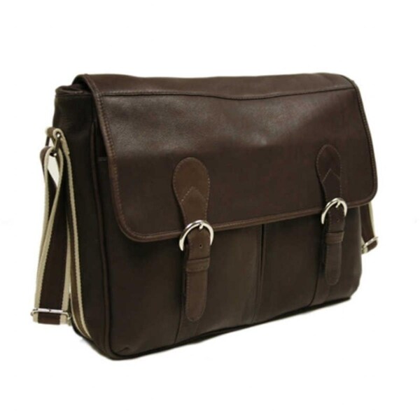 Piel Leather Classic Expandable Messenger Bag - Chocolate 2810-CHC - main
