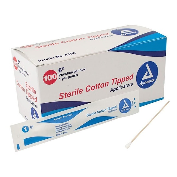 Dynarex Swabstick Cotton Tip Applicator, Wood Shaft 6", 1000PK 4304 - main