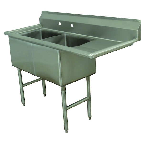 Advance Tabco Special Value Fabricated Sink 2-compartment 24 in. right drainboard FC-2-2424-24R-X - main