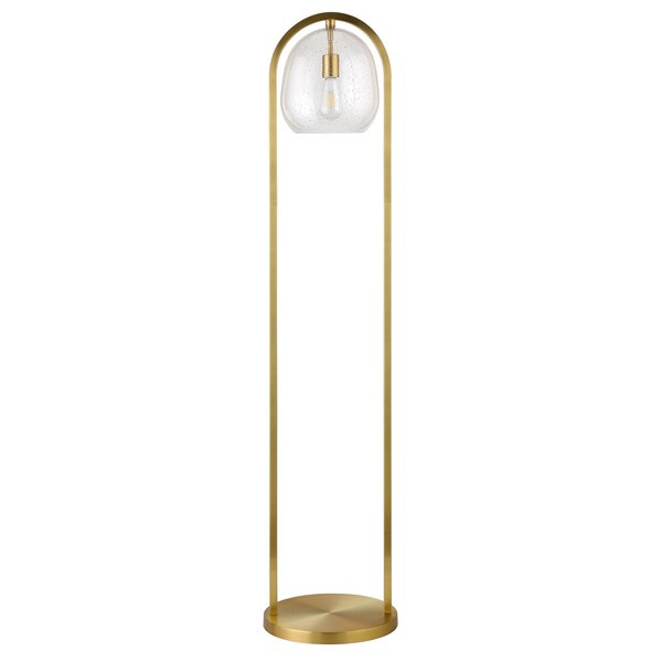 Homeroots 65" Brass Column Floor Lamp With Clear Seeded Glass Globe Shade 523340 - main