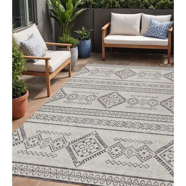Homeroots 5' X 8' Beige And Brown Southwestern Washable Indoor Outdoor Area Rug 593643 - main