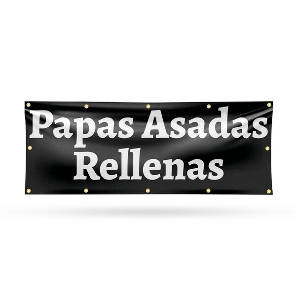 Signmission Papas Asadas Rellenas, 48 Inch x 120 Inch, Vinyl Banner B-120-30774 - main
