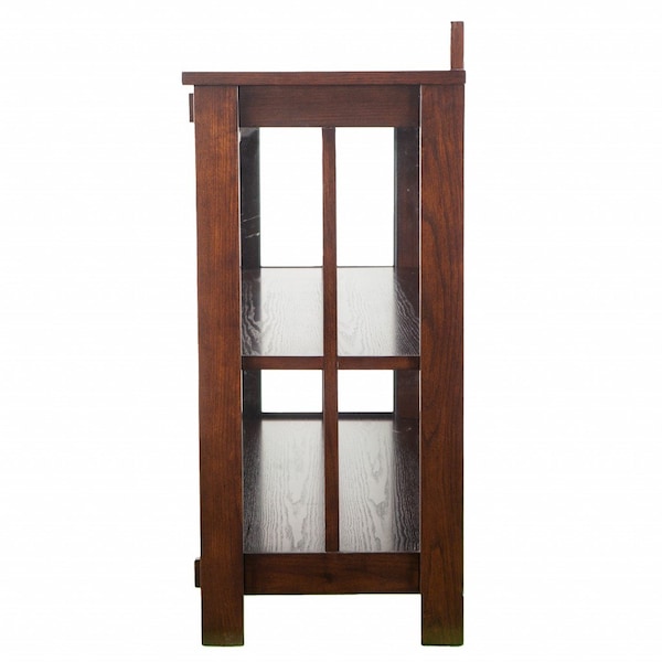 Homeroots 44in Brown Wood With Glass Sideboard with Two Doors 401670 - main
