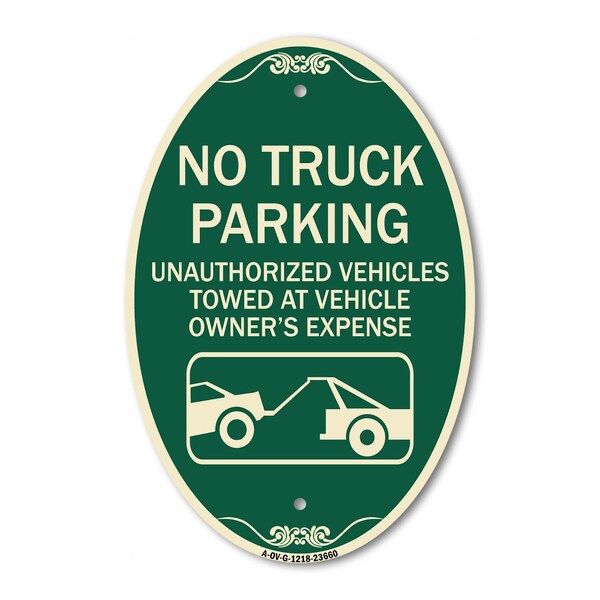 Signmission No Parking Sign No Truck Parking Unauthorized, 12 In X 18 In Architectural, Heavy Gauge Aluminum A-OV-G-1218-23660 - main
